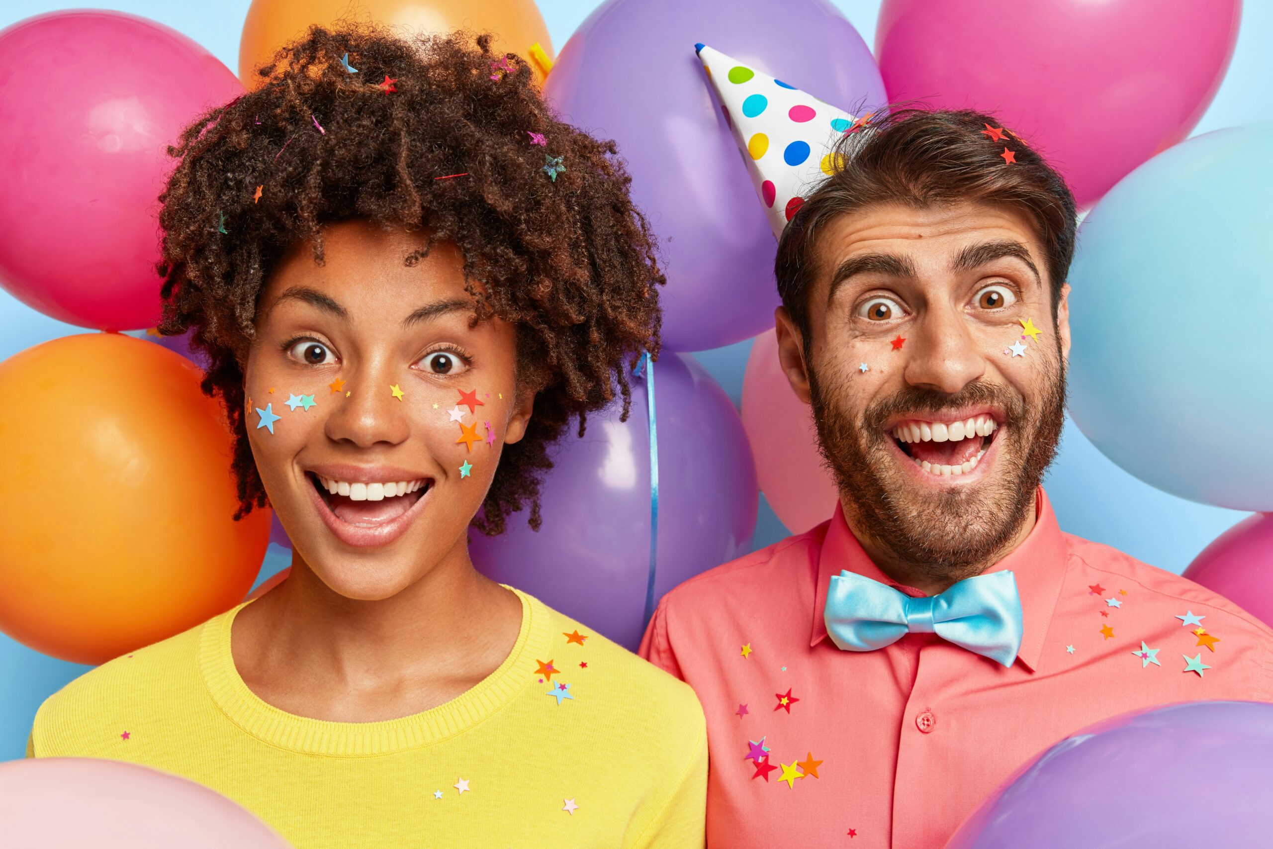 Birthday Puns collection featuring funny cake, candle, balloon, and gift-themed jokes for birthday cards and messages.
