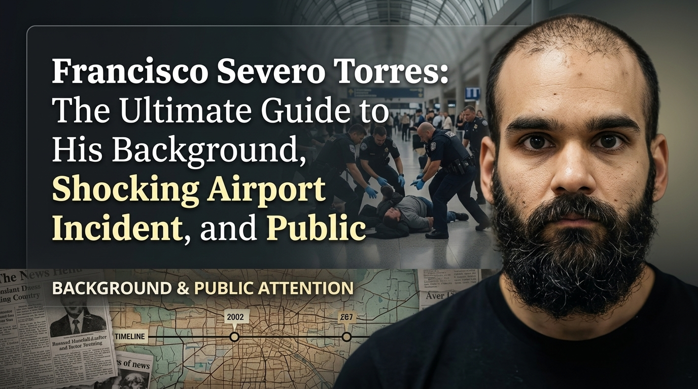 Francisco Severo Torres featuring his background, airport incident, legal developments, and media coverage.
